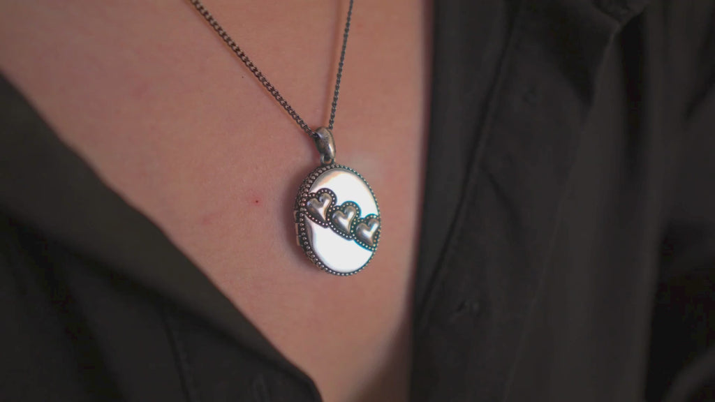 3 Heart Locket Necklace